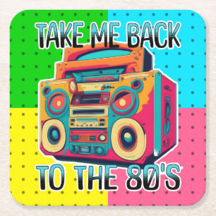 Bringen Sie mich zurück in die 80er   Retro Vibe Rechteckiger Pappuntersetzer