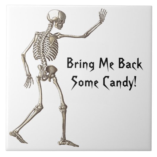 Bringen Sie mir ein paar Candy Skeleton Halloween Fliese (Vorderseite)