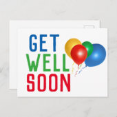 Bringen Sie sich bald gut in farbenfrohe Ballons Postkarte (Vorne/Hinten)
