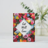 Bringen Sie sich bald mit farbenfrohen Blume an Postkarte (Stehend Vorderseite)