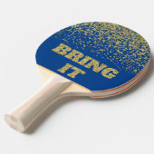 Bringen Sie Spaß Gold Glitzer Sparkle Blue Tischtennis Schläger (Vorderseite)