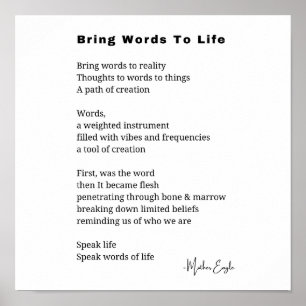 Bringen Sie Worte zum Leben Poem Wall Art Poster D