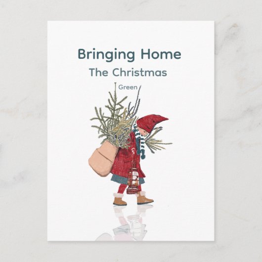 Bringing Home the Christmas Tree Feiertagspostkarte (Vorderseite)