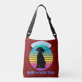 Bringt dein Hund eine Socke zu Retro Sonnenunterga Tragetaschen Mit Langen Trägern