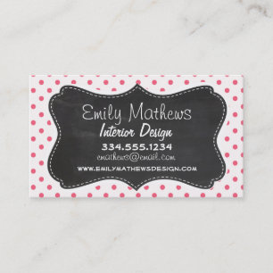 Brink Pink Polka Dots; Vintager Chalkboard Look Visitenkarte