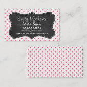 Brink Pink Polka Dots; Vintager Chalkboard Look Visitenkarte (Vorne/Hinten)