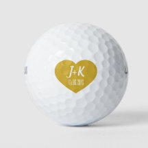Briom Groom Monogram Gold Heart Golf Balls