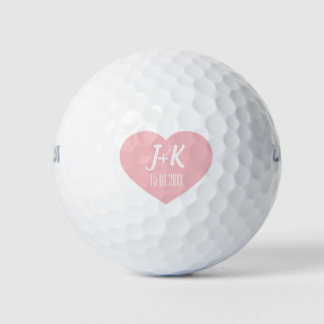 Briom Groom Monogram Pink Heart Golf Balls Golfball