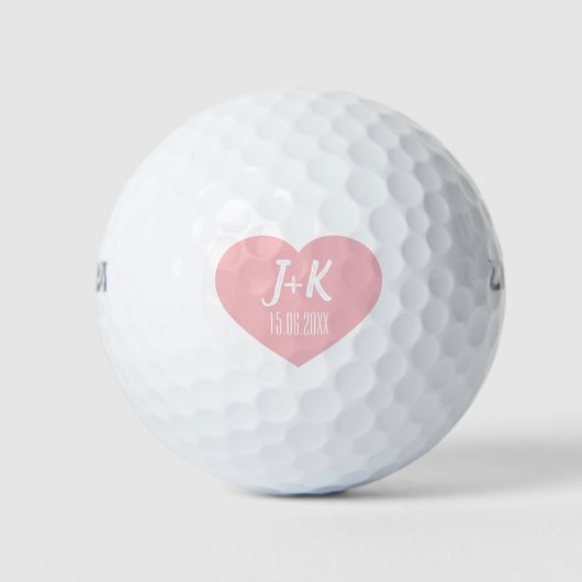 Briom Groom Monogram Pink Heart Golf Balls Golfball (Vorderseite)