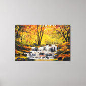 Brisante Herbstwasserfall Ölblüten Leinwand Kunst, (Vorderseite)