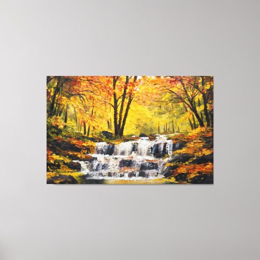 Brisante Herbstwasserfall Ölblüten Leinwand Kunst, (Vorderseite)