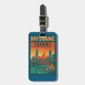 Brisbane 2032 Retro Futuristic Australia, Story Br Gepäckanhänger (Vorderseite vertikal)