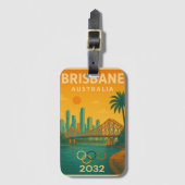Brisbane 2032 Retro-Futuristic Travel Gepäckanhänger (Vorderseite Vertikal)