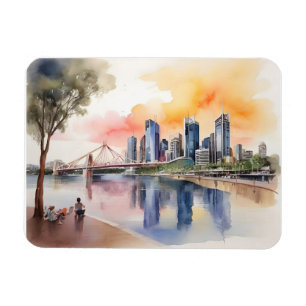 Brisbane Aquarell-Kunst Magnet