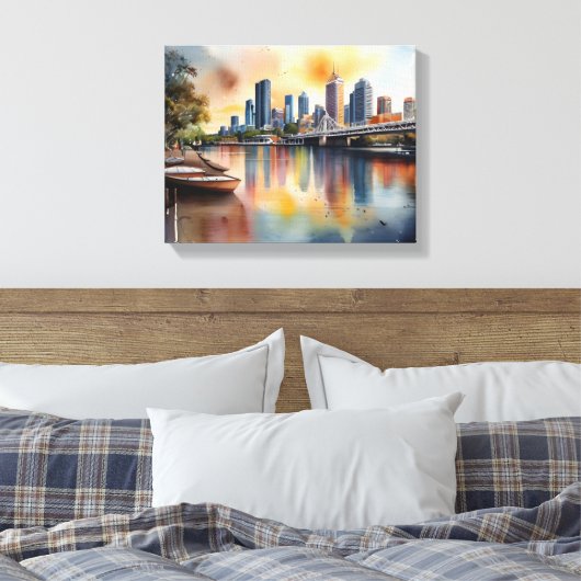 Brisbane Aquarellkunst Leinwanddruck (Insitu (Schlafzimmer))