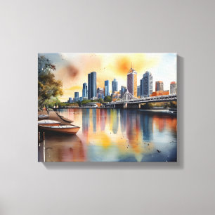 Brisbane Aquarellkunst Leinwanddruck