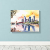 Brisbane Aquarellkunst Leinwanddruck (Insitu (Holzboden))