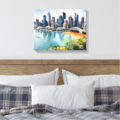 Brisbane Aquarellkunst Leinwanddruck (Insitu (Schlafzimmer))