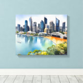 Brisbane Aquarellkunst Leinwanddruck (Insitu (Holzboden))