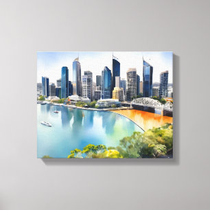 Brisbane Aquarellkunst Leinwanddruck