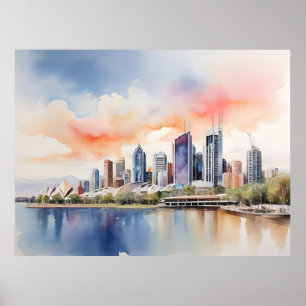 Brisbane Aquarellkunst Poster