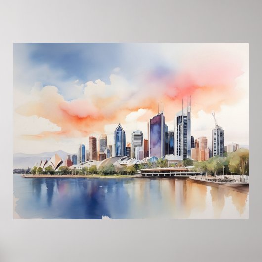 Brisbane Aquarellkunst Poster (Vorne)