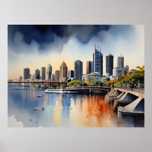 Brisbane Aquarellkunst Poster (Vorne)