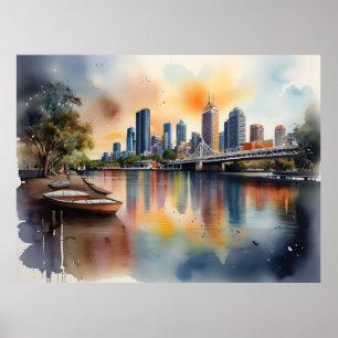 Brisbane Aquarellkunst Poster