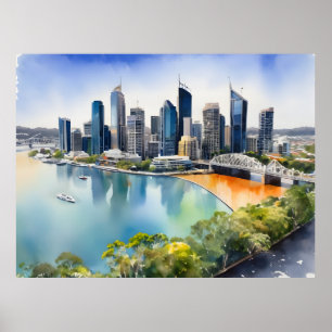 Brisbane Aquarellkunst Poster
