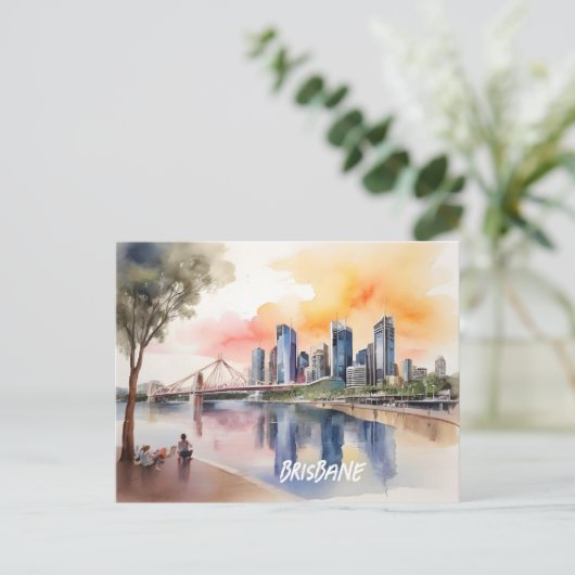 Brisbane Aquarellkunst Postkarte (Stehend Vorderseite)