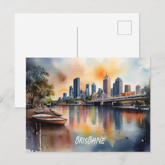 Brisbane Aquarellkunst Postkarte (Vorne/Hinten)
