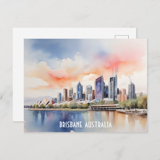 Brisbane Aquarellkunst Postkarte (Vorne/Hinten)
