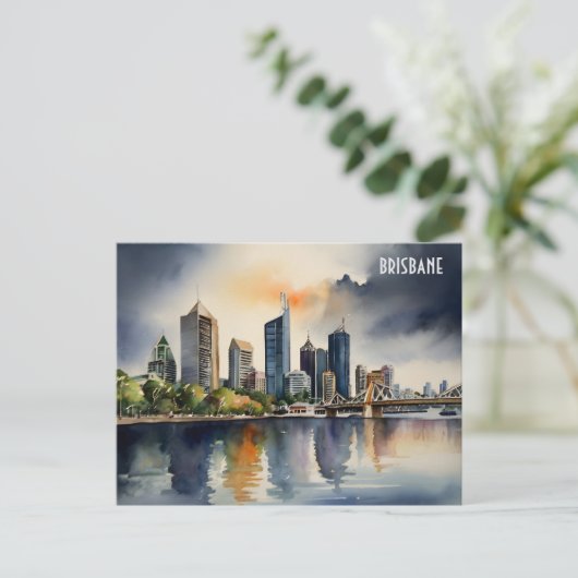 Brisbane Aquarellkunst Postkarte (Stehend Vorderseite)
