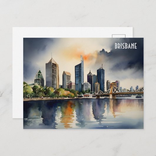 Brisbane Aquarellkunst Postkarte (Vorne/Hinten)