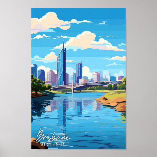 Brisbane Australia Art Vintage Reise Illustration Poster (Vorne)