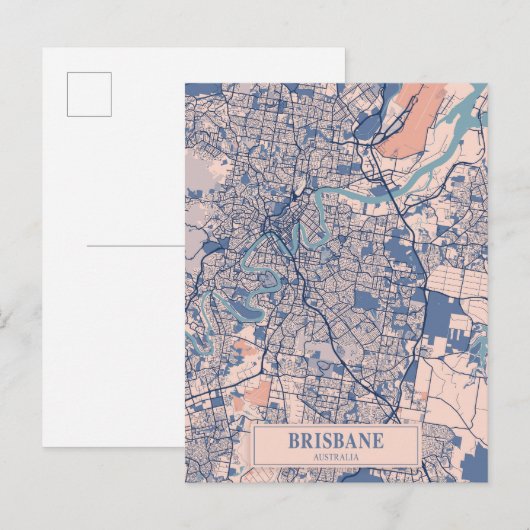 Brisbane Australia Breezy City Map Travel Postkarte (Vorne/Hinten)