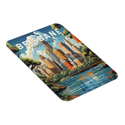 Brisbane Australia Reisen Vintag Magnet (Rechte Seite)