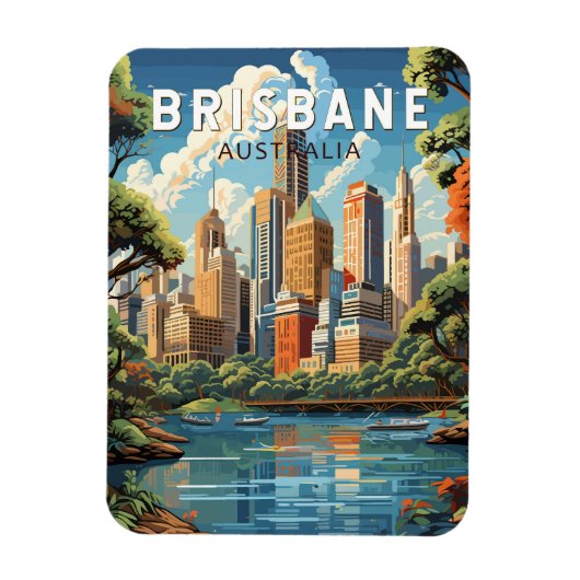 Brisbane Australia Reisen Vintag Magnet (Vertikal)