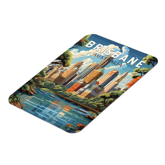 Brisbane Australia Reisen Vintag Magnet (Linke Seite)