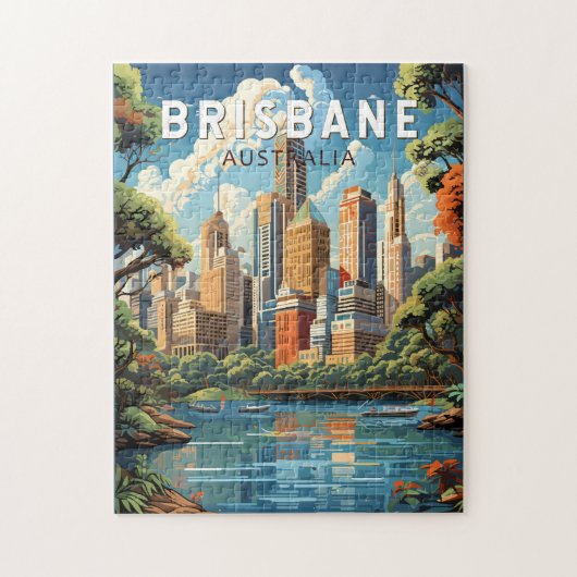 Brisbane Australia Reisen Vintag Puzzle (Vertikal)