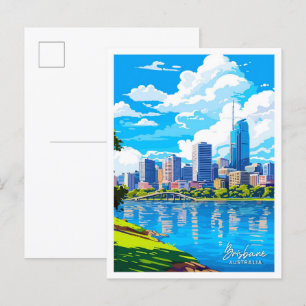 Brisbane Australia Reisen Vintage Illustration Postkarte