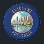 Brisbane Australia Retro Distressed Circle Magnet<br><div class="desc">Brisbane Retro Vektor Reise Design. Brisbane,  die pulsierende Hauptstadt Queensland,  Australien,  ist eine Stadt,  die städtische Energie nahtlos mit entspanntem Charme verbindet. Am Ufer des Flusses Brisbane gelegen,  besticht es durch ein subtropisches Klima,  atemberaubende Naturschönheiten und ein reichhaltiges kulturelles Angebot.</div>