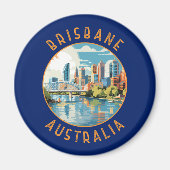 Brisbane Australia Retro Distressed Circle Magnet (Vorne)