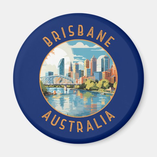 Brisbane Australia Retro Distressed Circle Magnet (Vorne)