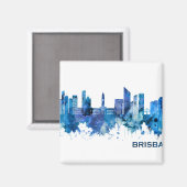 Brisbane Australia Skyline Blue Magnet (Vorderseite/Rückseite)