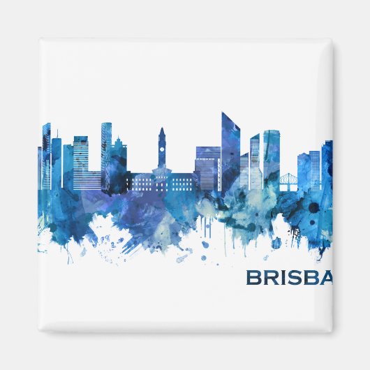 Brisbane Australia Skyline Blue Magnet (Vorne)