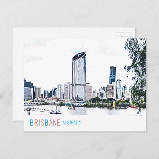 Brisbane Australia skyline Funky moderne Reise Postkarte (Vorne/Hinten)