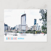 Brisbane Australia skyline Funky moderne Reise Postkarte (Vorderseite)