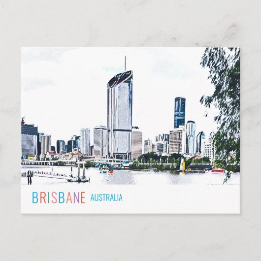 Brisbane Australia skyline Funky moderne Reise Postkarte (Vorderseite)
