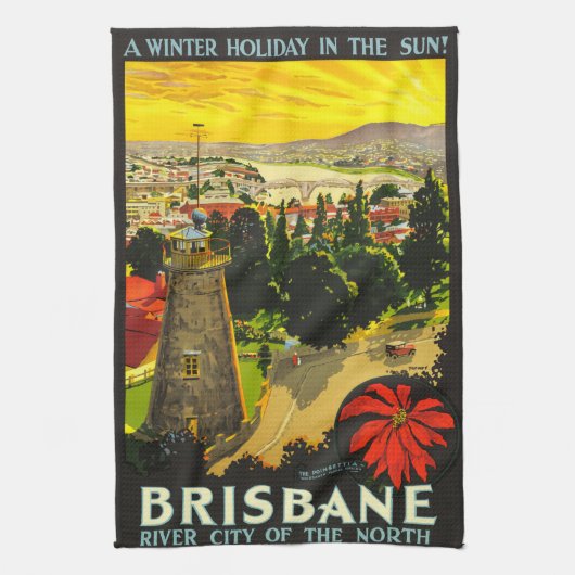 Brisbane Australia Tourism Poster Geschirrtuch (Vertikal)